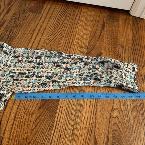 REISS | Olivia Ditsy Print Zipper Ruffle Blouse In Blue Sz‎ 12 - Picture 7 of 9